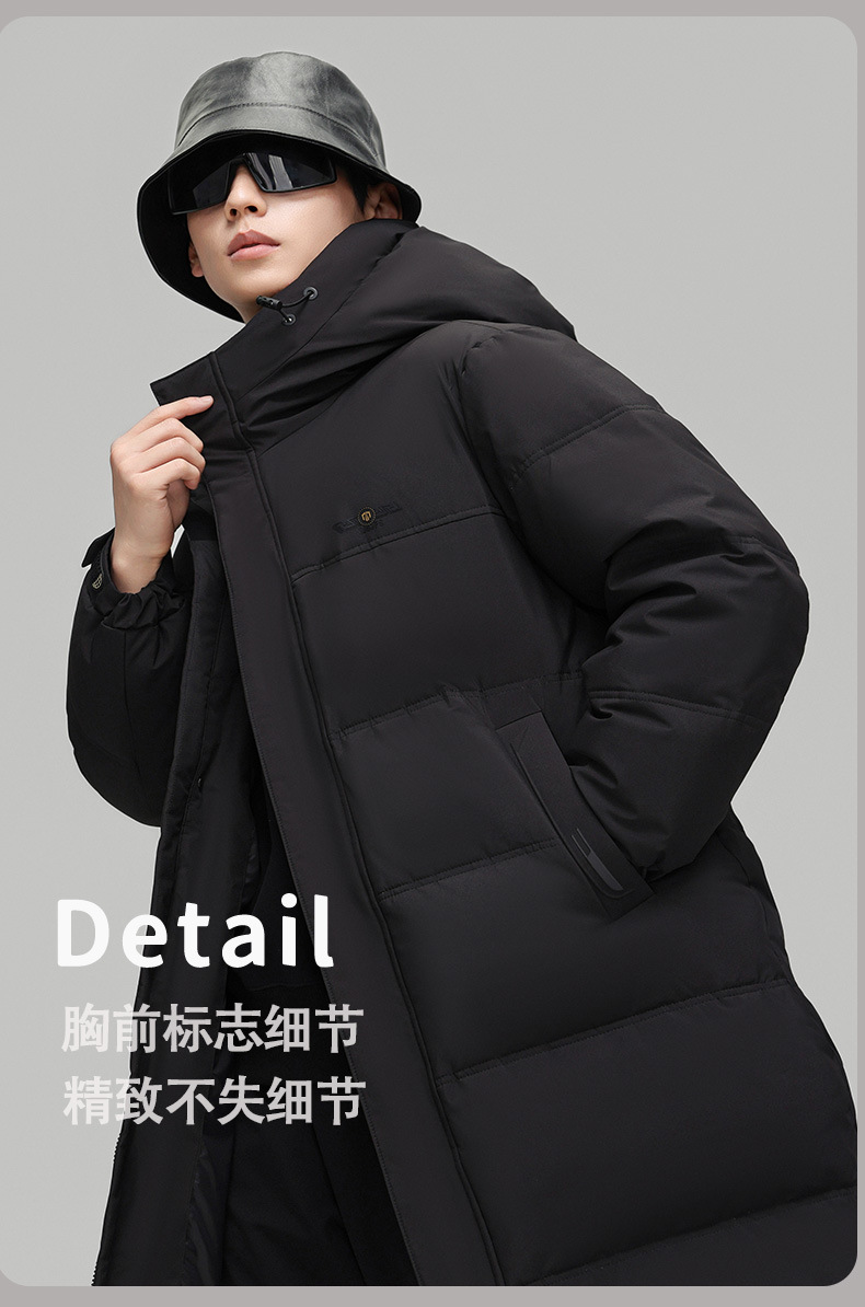 2024 Long down jacket for men, middle-aged and young people, winter white goose down knee-length goose down jacket, cold protection and extreme cold pic 8