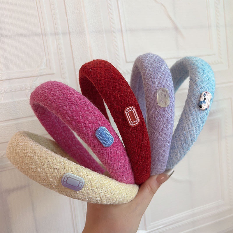 小方钻羊毛韩国发箍高级感发饰夏季ins网红风手工头饰女饰品批发                             