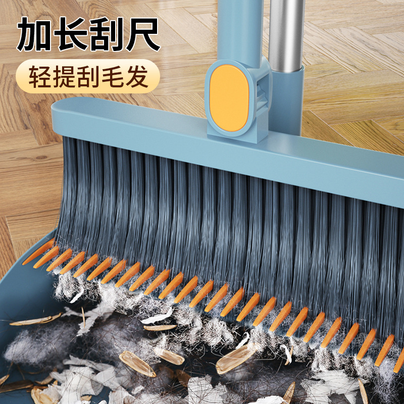 Household Dustpan Broom Set Soft Wool Rotating Broom Non-Stick Hair Folding Plastic Large Dustpan Whisk Combination details Picture