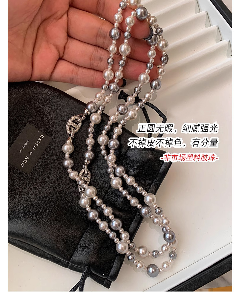 Pig nose mixed-color pearl necklace for women, a versatile and niche autumn and winter beaded sweater chain, a high-end necklace, and a simple accessory pic 6