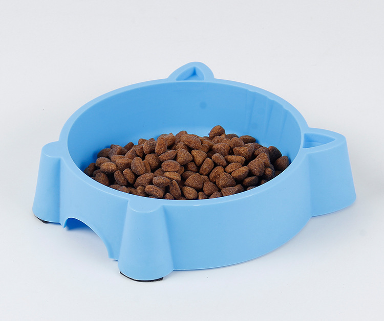 Pet bowl Environmentally friendly plastic non-slip cat face bowl Candy color four colors optional anti-upset cartoon pet feeding bowl Specification drawing