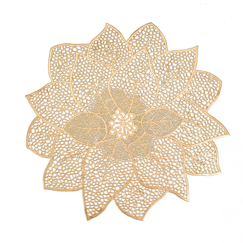 Foreign trade Nordic placemats, flower-shaped irregular Western placemats, special-shaped coasters, pvc waterproof, heat-resistant, hollowed-out heat-insulating pads Item Picture