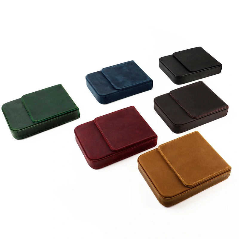 Cross Border Supply Crazy Horse Pen Pen Set 6 Pieces Of Pull New Creative Leather Case Business Office Collocation