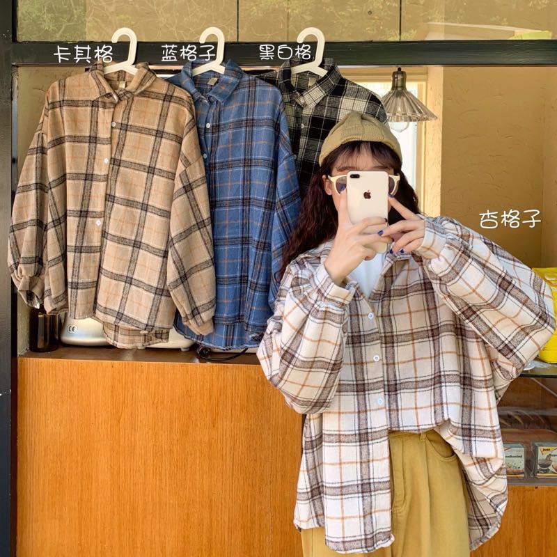 Cross-border retro Hong Kong-style long-sleeved shirt women's new autumn Korean loose mid-length cardigan jacket
