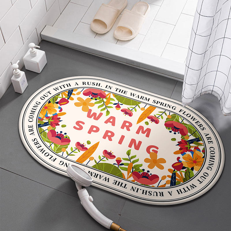Off-The-Shelf Oval Doormat Floor Mat Bathroom Bathroom Absorbent Kitchen Floor Mat Special-Shaped Creative Design 3D Carpet details Picture