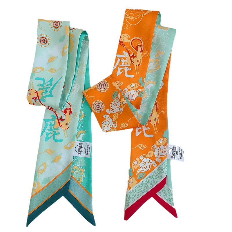 Guofeng Series Dunhuang A Deer Have You Ribbon Belt Hanfu Creation Long Narrow Silk Scarf Suit With Small Scarf Item Picture