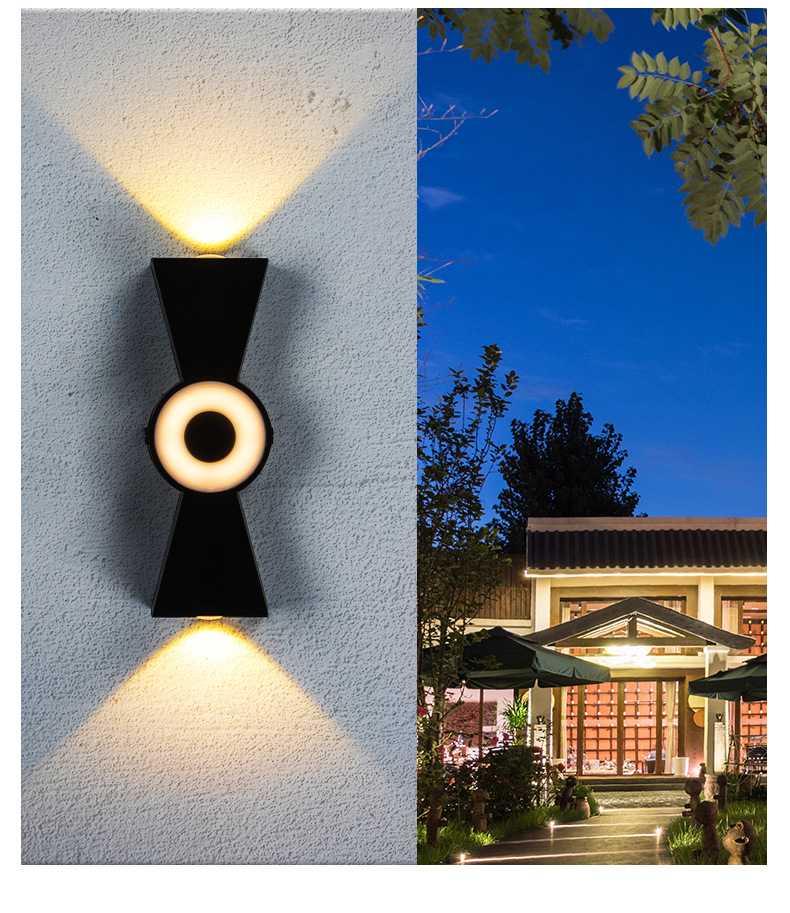 LED indoor wall lamps, outdoor waterproof wall lamps, living room creative illuminated bow-shaped upper and lower illumination corridor lamps