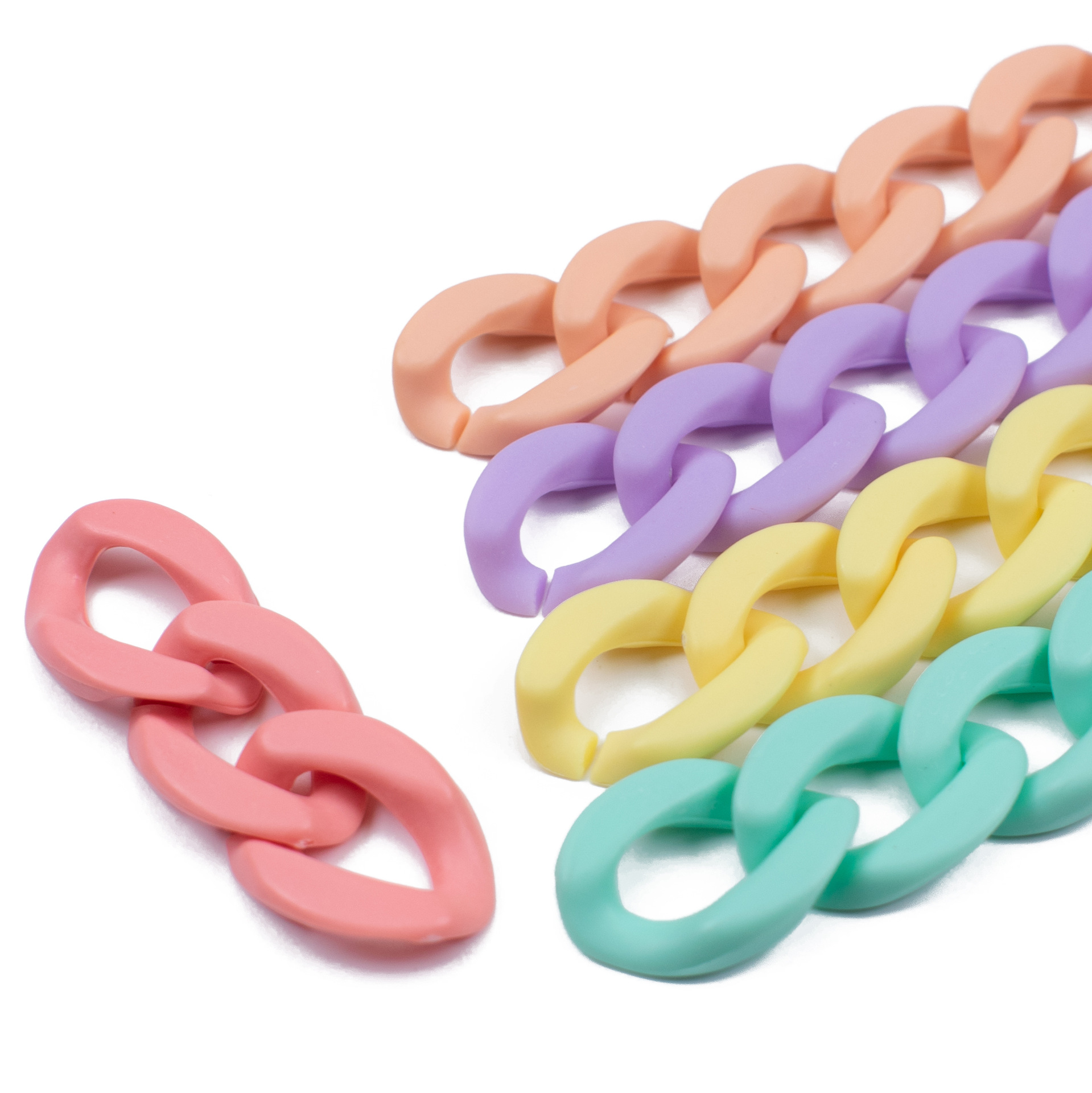 Acrylic plastic solid color matte 17*23 chain rubber buckle open ring jewelry, phone case, mask chain accessories Item Picture
