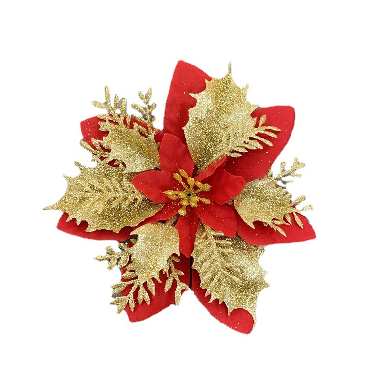 Christmas Simulation Flower Gold Powder Hollow Three-Dimensional Flower Christmas Pull Garland Decoration Accessories Wedding Festival Scene Layout Item Picture