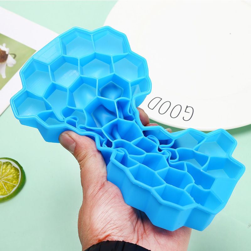 纯硅胶带盖硅胶蜂窝冰格冰模37格蜂窝制冰模具硅胶冰格雪糕冰块盒详情图3