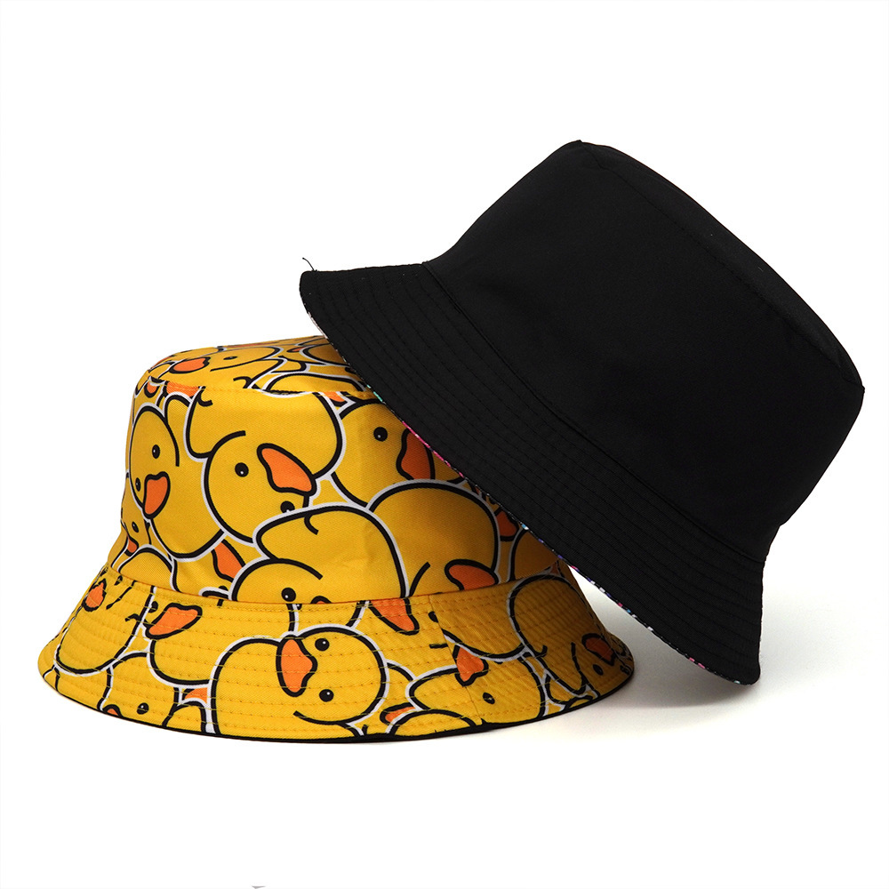Small Yellow Duck Foreign Trade New Fisherman Hat Europe And The United States Female Fashion Pot Hat Cartoon Animal Pattern Shade Hat Specification drawing