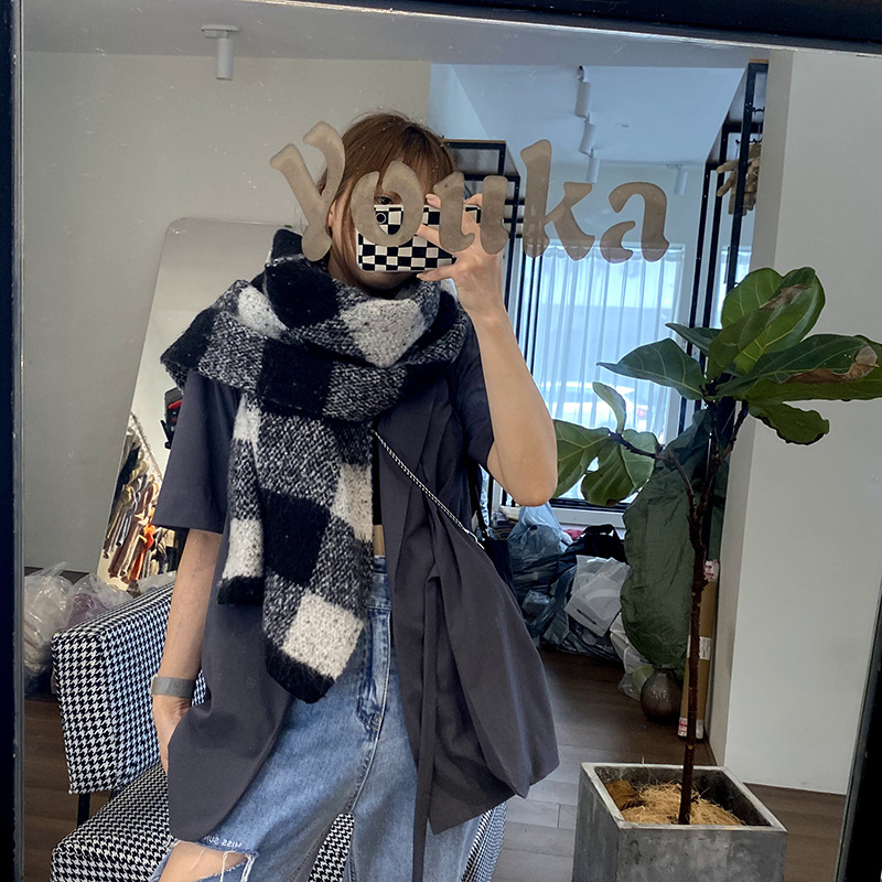 Factory Wholesale Autumn And Winter New Bobo1972 Korean Ins Wind Soft And Comfortable All Matching Color Plaid Scarf