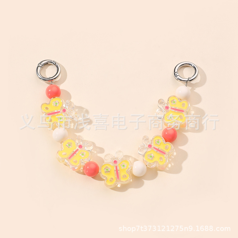 European and American InS-style cartoon acrylic round bead hand chain phone case diy accessory, mobile phone chain beaded for women Application Scenario