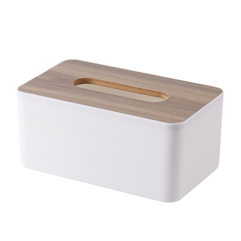 Living Room Desktop Japanese Bamboo Paper Towel Box Plastic Simple Pumping Paper Box Creative Household Multi-Functional Storage Paper Box Item Picture