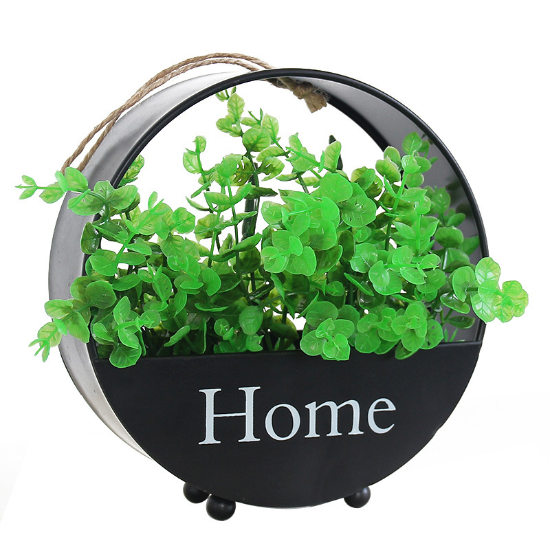 Wholesale ironwork round wall-mounted flower POTS, wall-hung flower baskets, hanging baskets, creative living room and dining room wall decorations, and wall hangings Item Picture