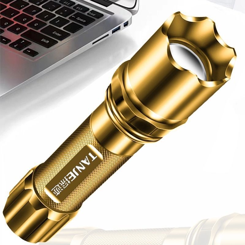 led flashlight with strong light, usb charging, outdoor long-range shooting, mini portable multi-functional household aluminum alloy flashlight