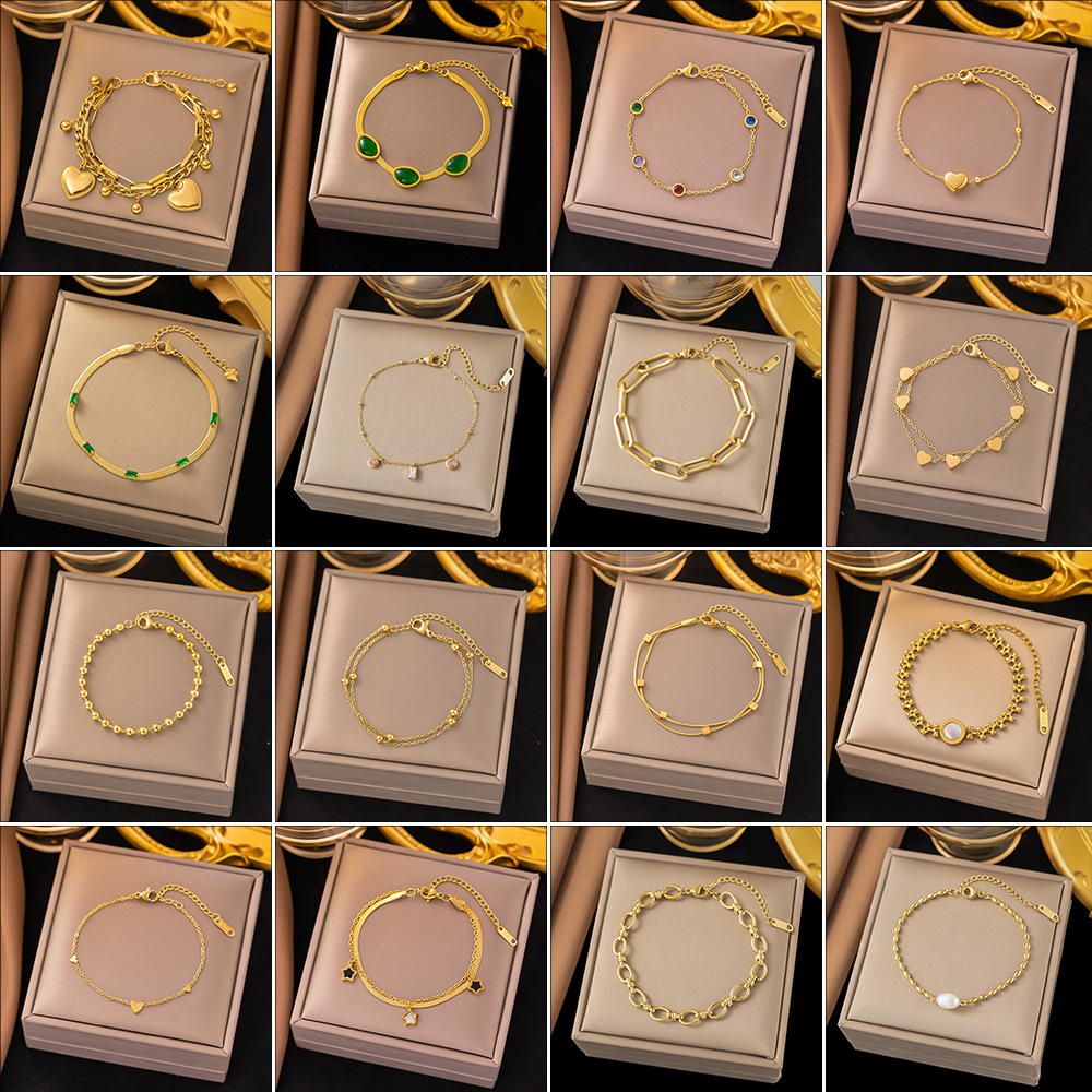 【 Hit Bracelet 2】 A K-gold cross-titanium steel bracelet with a high-end European and American style, a niche design, and a cold and cool look for women