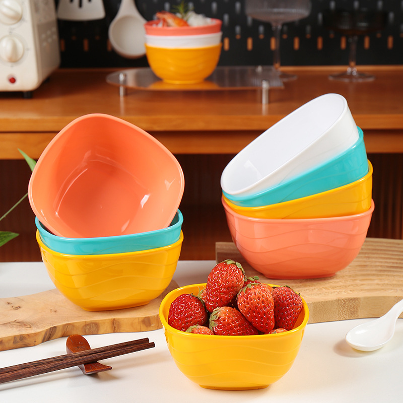 4-piece set of Xiaojian Renjia cartoon household square plastic bowl set for children details Picture
