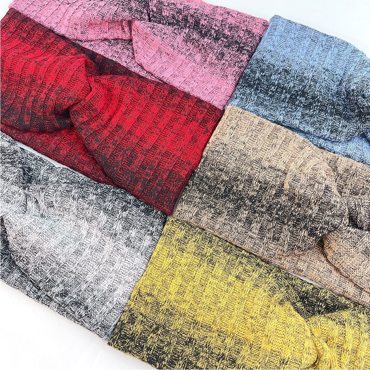 New autumn and winter tie-dyed cross headband, knitted high-end elastic fashionable hair tie, trendy gradient ribbed headscarf for women Application Scenario