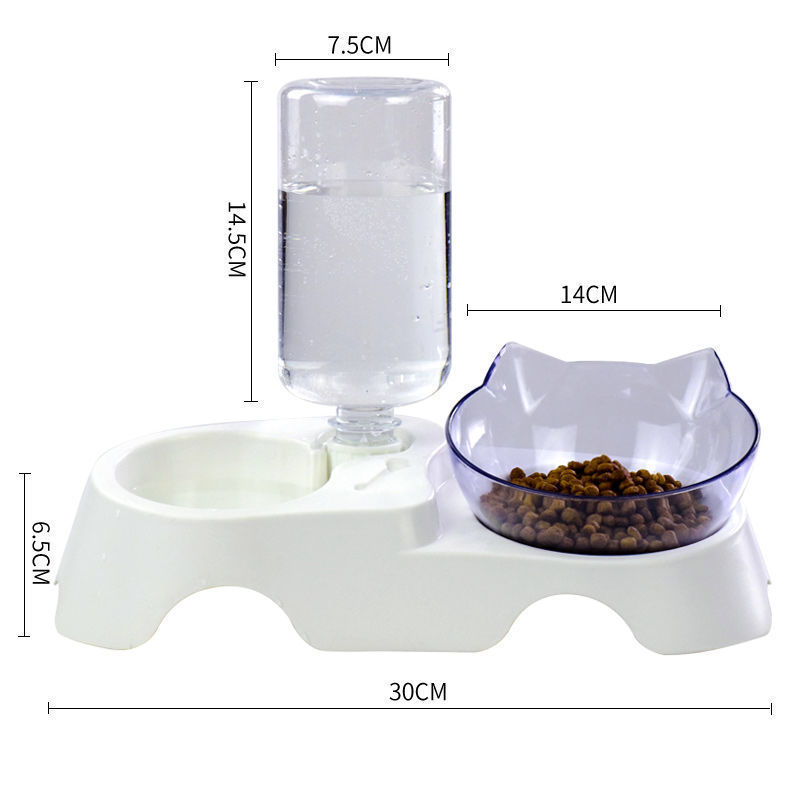 Cat bowl, double bowl, automatic drinking water, cat supplies, cat food bowl, pet bowl, double bowl, dog bowl, plastic neck guard, double bowl Cat bowl, double bowl, automatic drinking water, cat supplies, cat food bowl, pet bowl, double bowl, dog bowl, plastic neck guard, double bowl