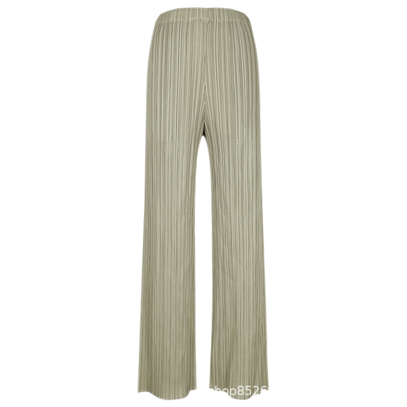 Spring And Summer Casual Pants Women Simple Loose Comfortable Stretch Casual Pants Women's Pleated Pants Straight Pants Miyake Solid Color Specification drawing