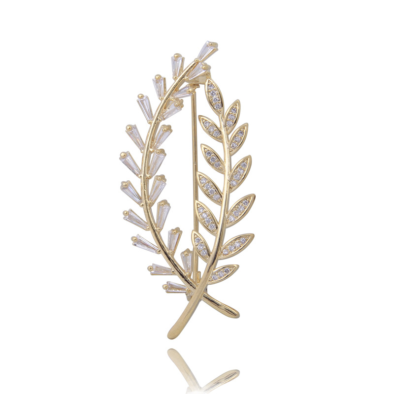 Cross-Border Supply Manufacturers Supply Microinset Zircon Flower Copper Brooch Autumn And Winter Fashion Clothing Coat Corsage Pin Specification drawing
