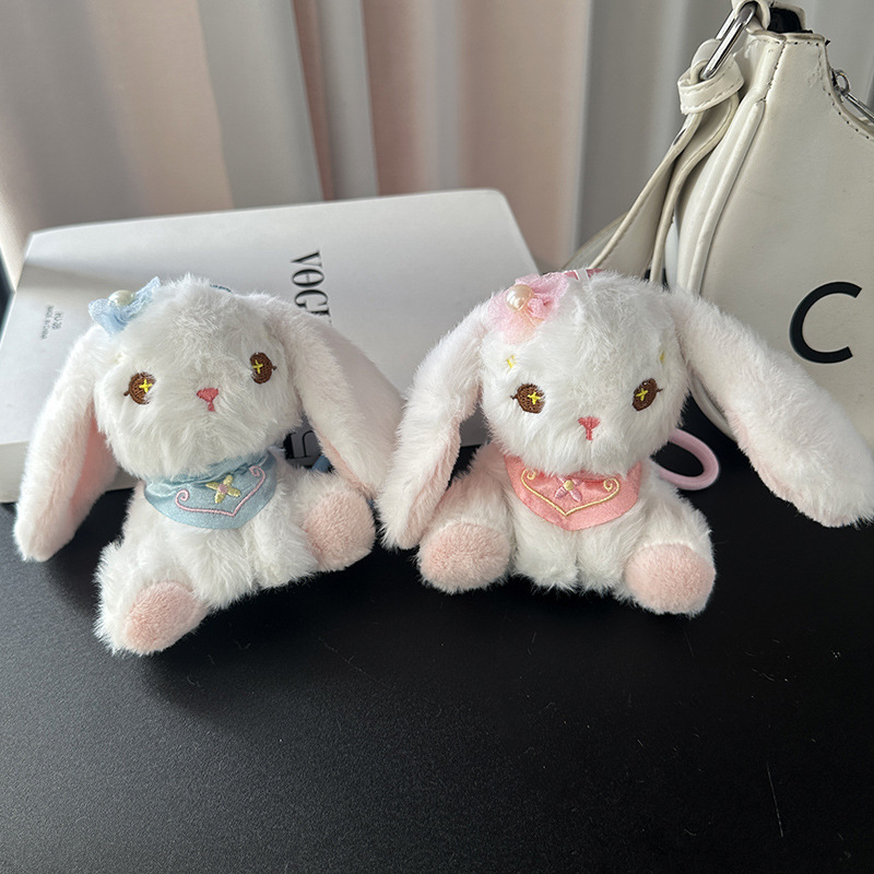 网红可爱萌小兔子挂件毛绒玩具公仔垂耳围巾兔钥匙扣抓机娃娃批发卡通毛绒玩具小熊公仔钥匙扣挂件兔玩偶婚礼抛洒娃娃批发包包挂饰