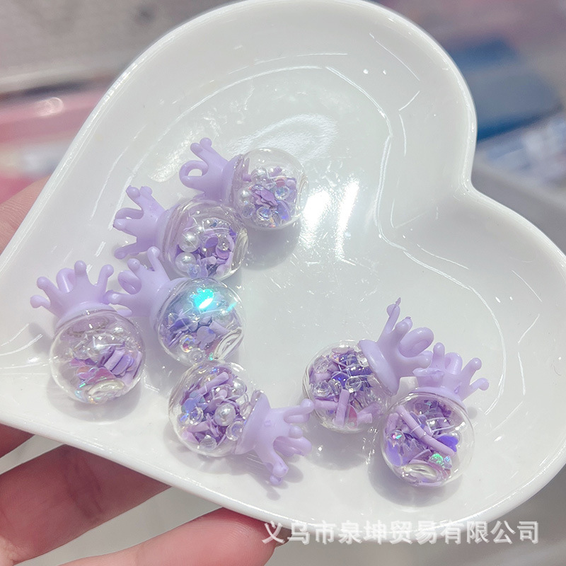 Factory direct sales of ABS imitation pearl soft clay crown glass ball hair accessories, keychains, creative children's diy accessories Item Picture