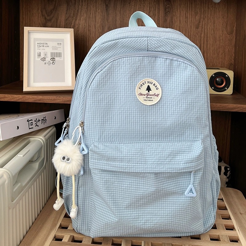 简约书包百搭女日系ins学生包初中高中双肩包大容量校园甜美背包