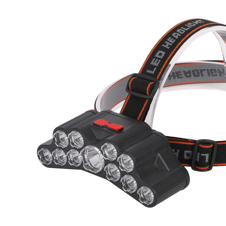 11-core led head-mounted flashlight headlamp, outdoor night fishing waterproof rechargeable miner's lamp, strong headlight