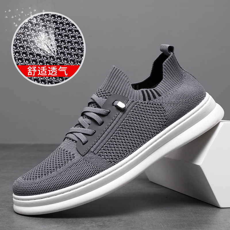 Men's Mesh Shoes Summer Breathable Casual Shoes A Slip-On Soft Bottom Flat Running Shoes Flying Woven Surface Trend Board Shoes Specification drawing