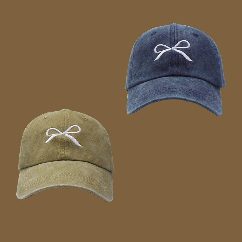 Vintage Wash Made Old Duck Hat Children's Spring And Summer Day Students Sweet Bow Baseball Cap Soft Top Visor Tide details Picture