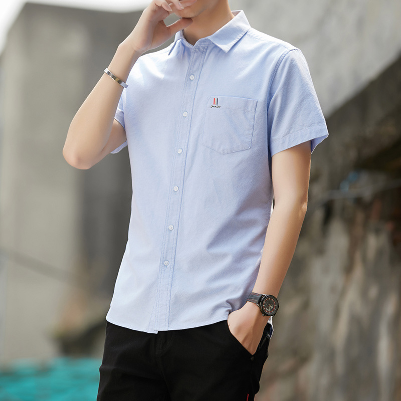 Pure cotton men's short-sleeved shirt 2023 new summer Oxford fabric solid color thin business casual all-cotton shirt for men Application Scenario