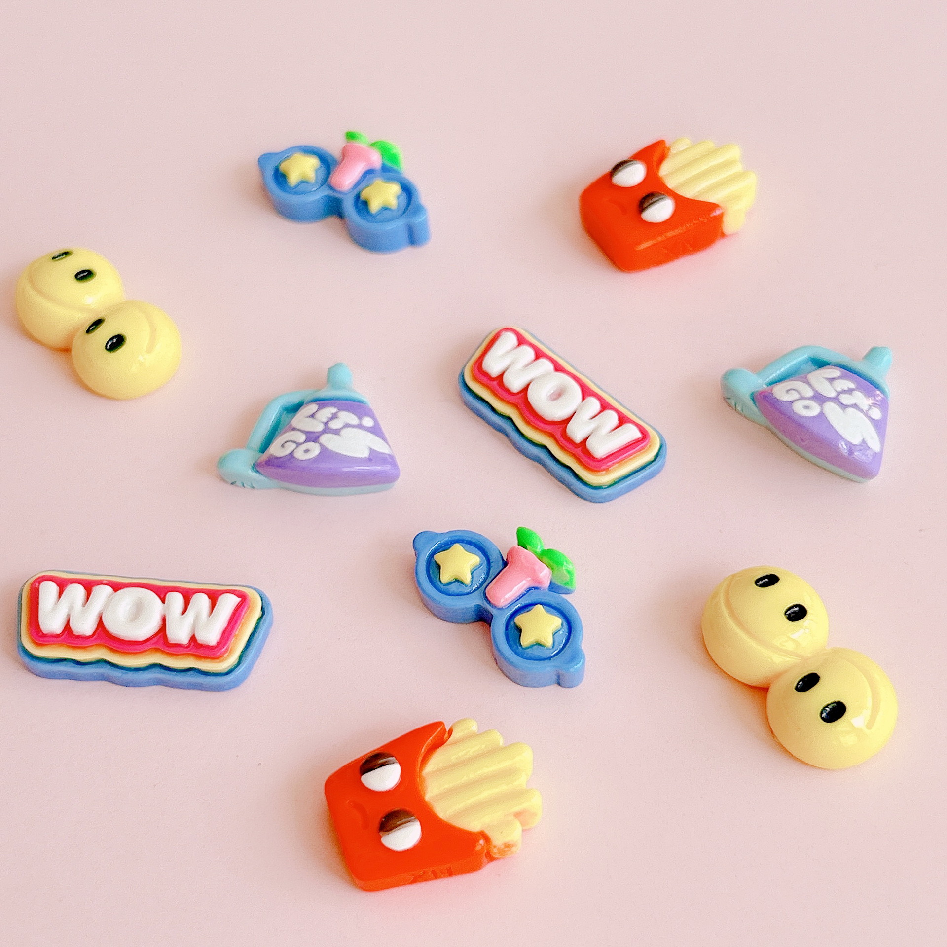 XN Creative Smiling Face sign French fries Eye Mask Desk Lamp diy Resin Jewelry Accessories Handmade Materials Accessories Stickers Item Picture