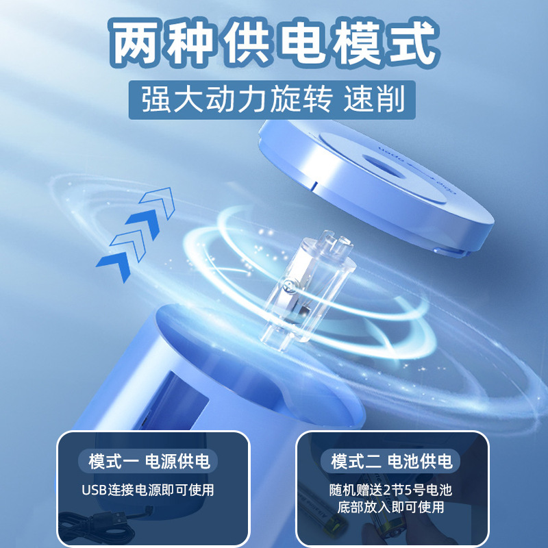 猫太子电动卷笔刀 儿童塑料转笔刀学生卡通削笔器跨境单孔削笔机