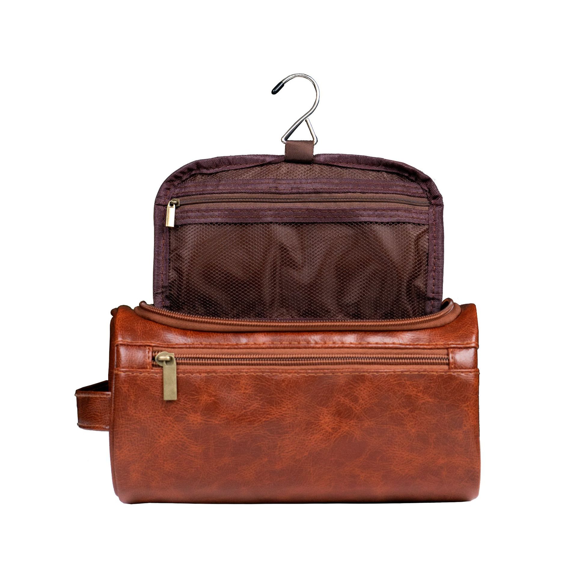 Large-capacity men's toiletry bag, portable pu waterproof makeup bag, simple business trip and travel handbag for storage Item Picture