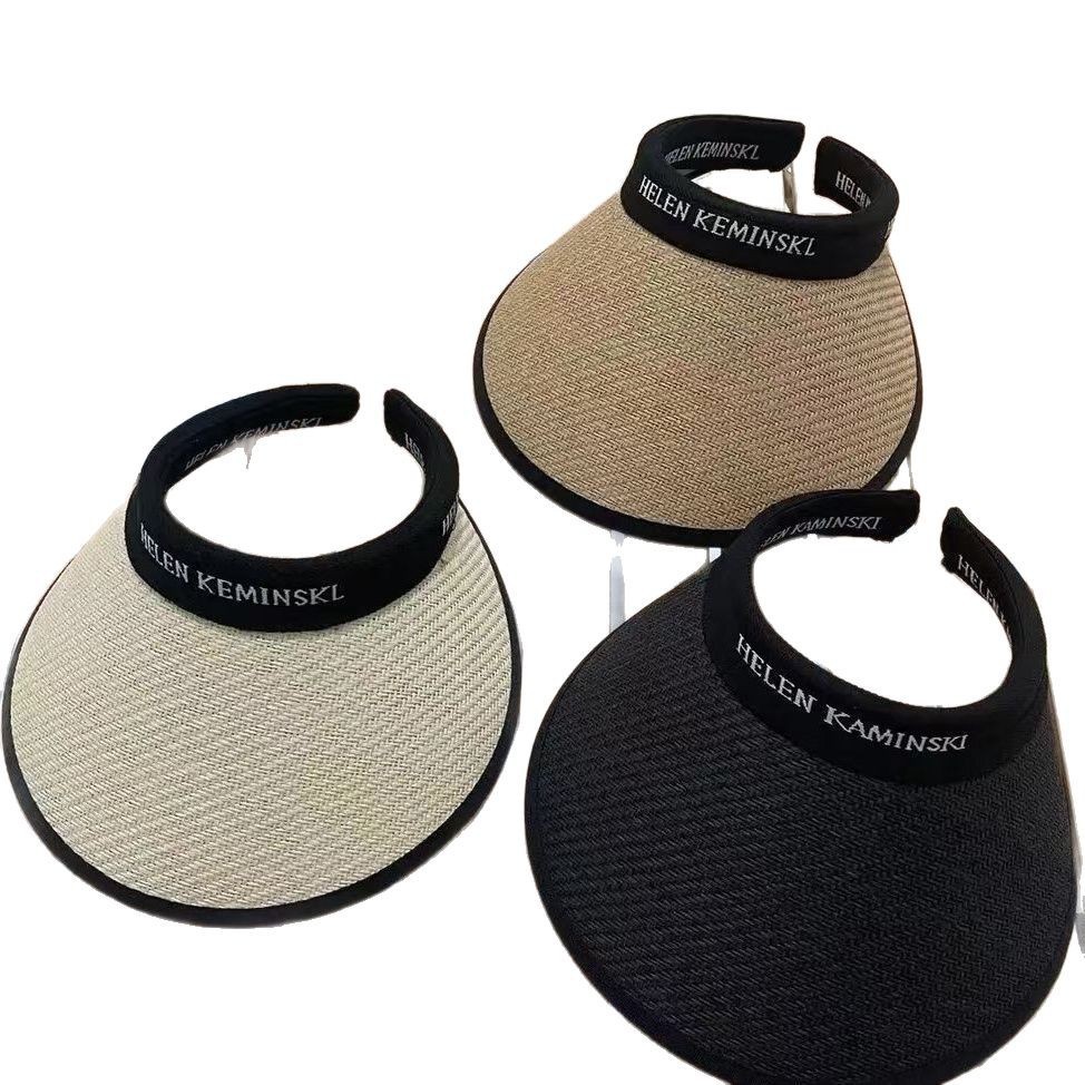 【 New Customers get a 5-yuan discount 】 Open-top uv sun protection hat for women, summer large-brim beach sunshade straw hat for cycling Item Picture