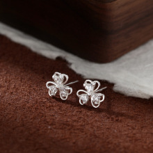 999纯银迷你圆形四芒星耳环女轻奢简约养耳洞儿童耳饰耳钉批发详情21