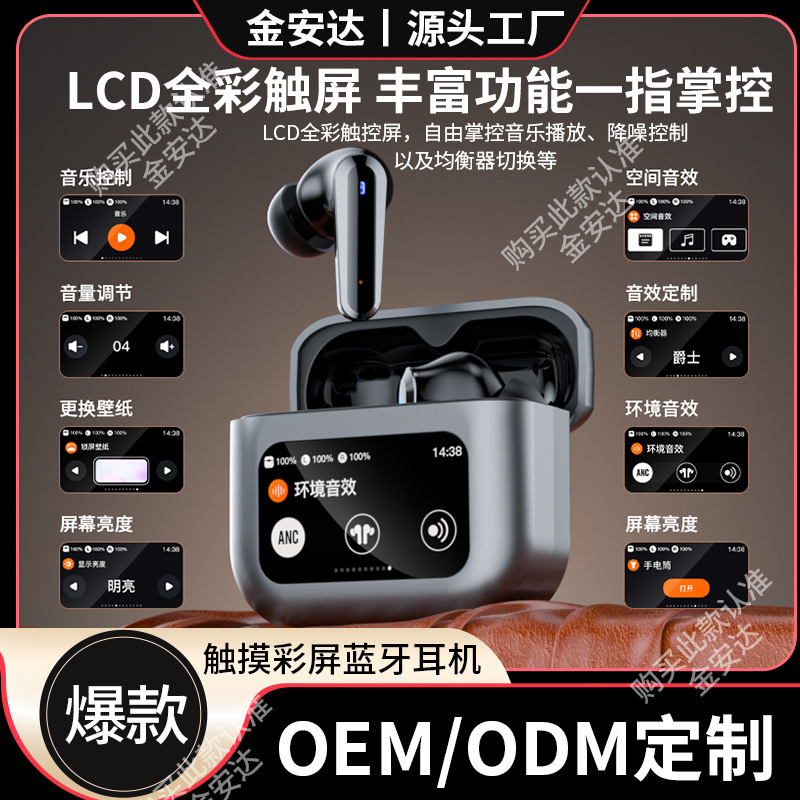 Cross-border bestsellers: LCD screen noise-cancelling headphones, full-color touch screen Bluetooth headphones, ANC smart screen business headphones, Douyin New