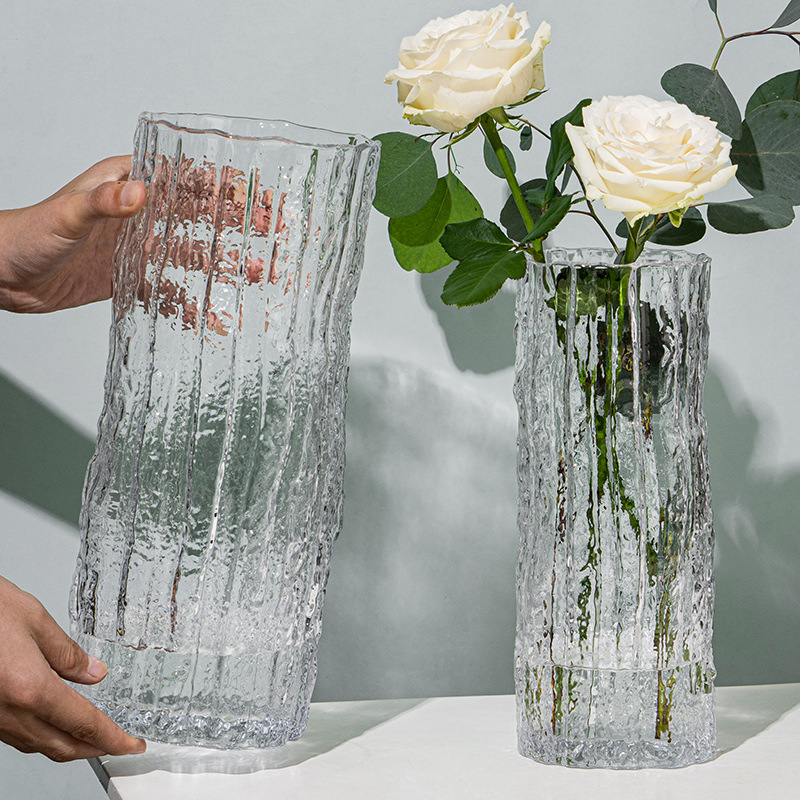Instagram Wind Net Red Freezing Freezing Glacier Vase Glass Transparent Flower Arrangement Rose Flowers Living Room Table Decoration One details Picture