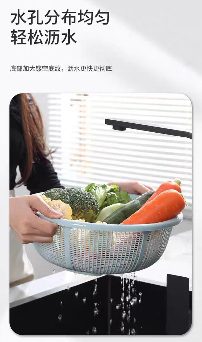塑料洗菜盆厨房淘米篮加密洗菜沥水篮盆水池收纳篮碗筷篮子家庭装详情7