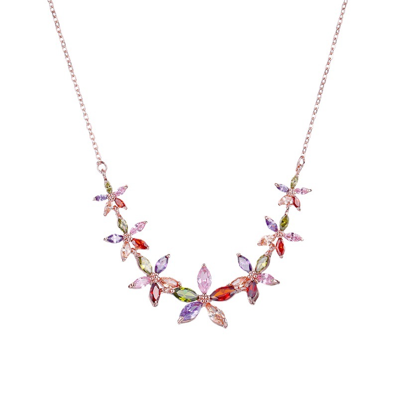 Kashi Accessories' "Life Like Summer Flowers" AAA Zircon necklace, Seven-color Zircon necklace wholesale Korean version fashionable accessories Item Picture