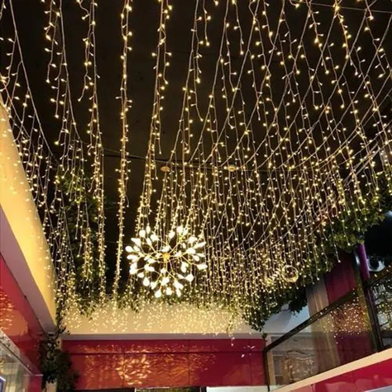 Curtain lights, outdoor waterproof ice strip lights, LED outdoor starry sky light strings, colored lights, decoration projects, lighting light strings Application Scenario