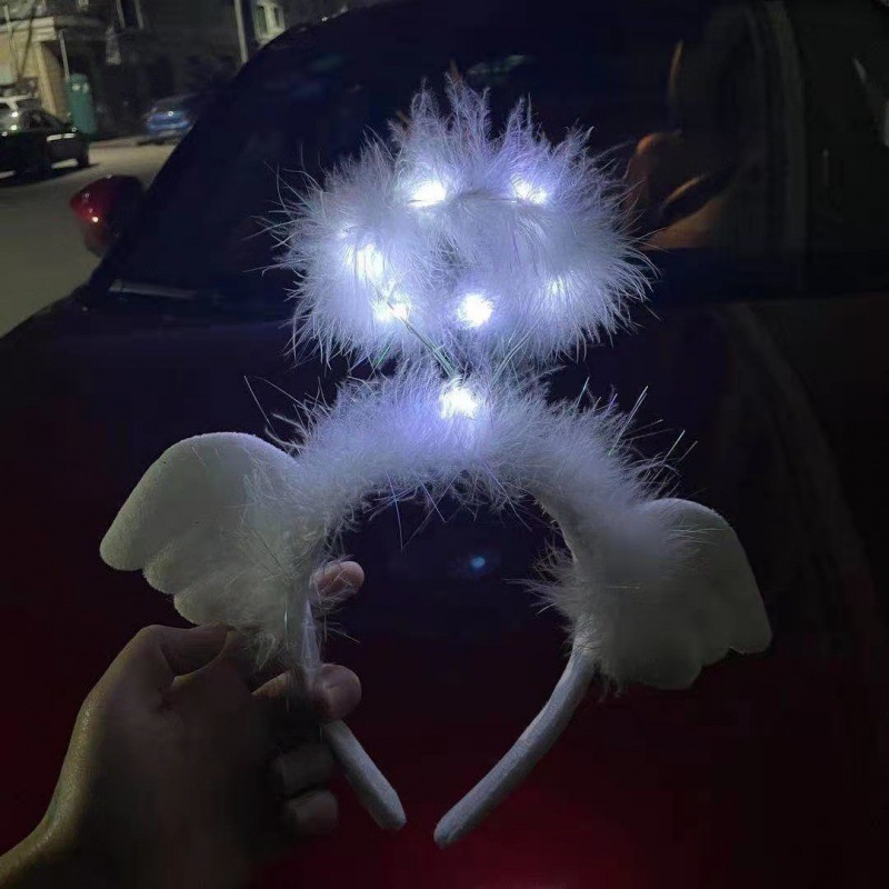 天使发箍羽毛发光头饰生日头饰拍照表演派对森系发饰网红一件批发细节图
