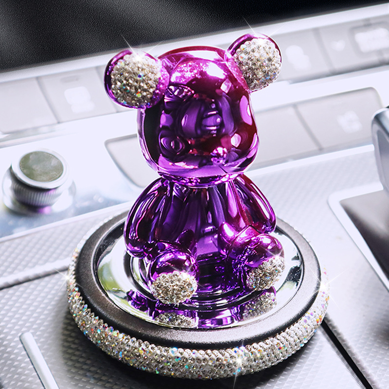 Car perfume, electroplated bear with diamonds, violent bear, car figurine, decorative item, metal aroma diffuser, flying saucer, interior decoration details Picture