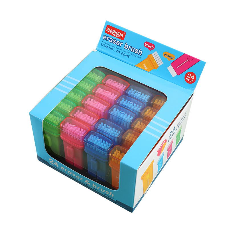 Creative pencil sharpener Eraser brush two-in-one student stationery supplies labor-saving clean color eraser for children Item Picture