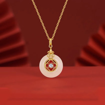Niche new Chinese jade peace buckle necklace female Chinese style fashion light luxury high sense clavicle chain 2023 new