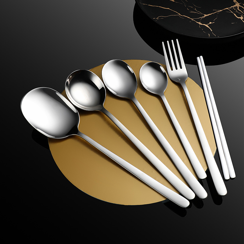 304 Stainless Steel Spoon High Appearance Level Tableware Korean Children's Knife, Fork And Spoon Set Portable Chopsticks Spoon Set Specification drawing