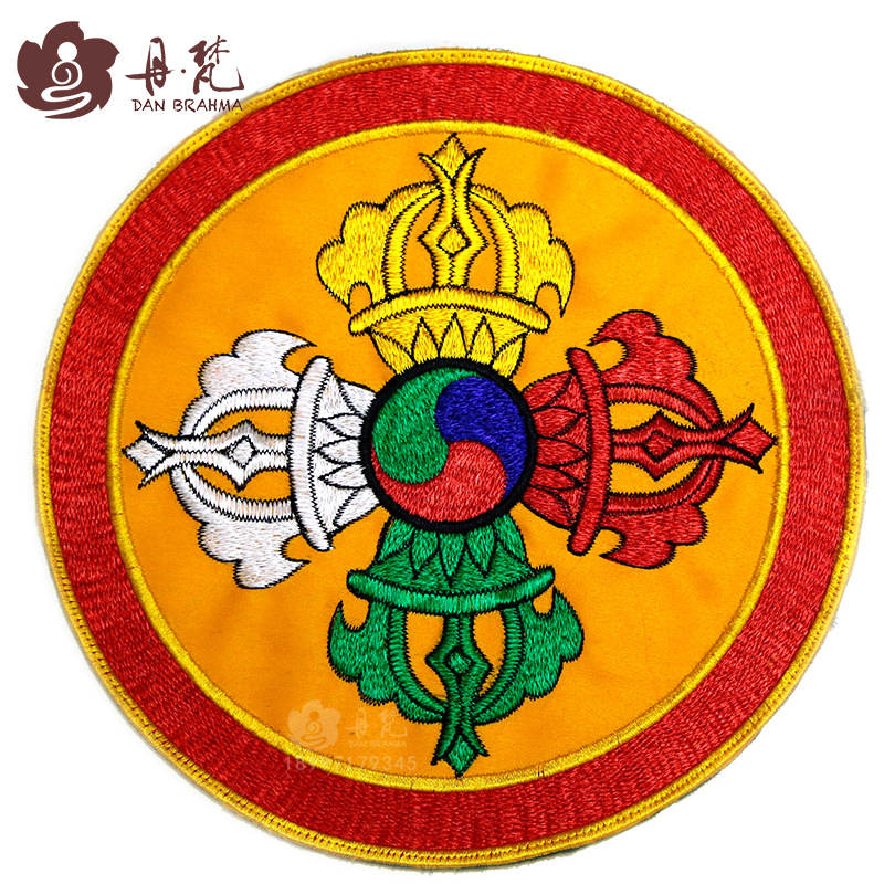 Nepal embroidery mat Manza tray mat auspicious eight treasures six-character true words bell cross pestle mat handmade round Item Picture
