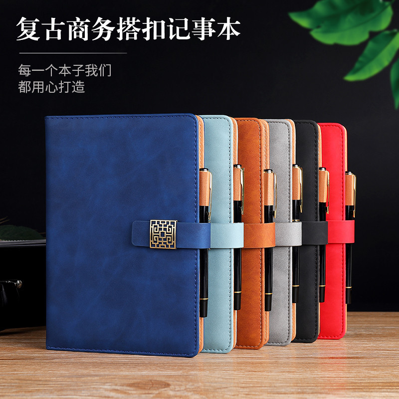 Window Cut Buckle A5 Sheepbark Notebook Buckle Business Diary Gift Box Set Notepad Logo In Stock